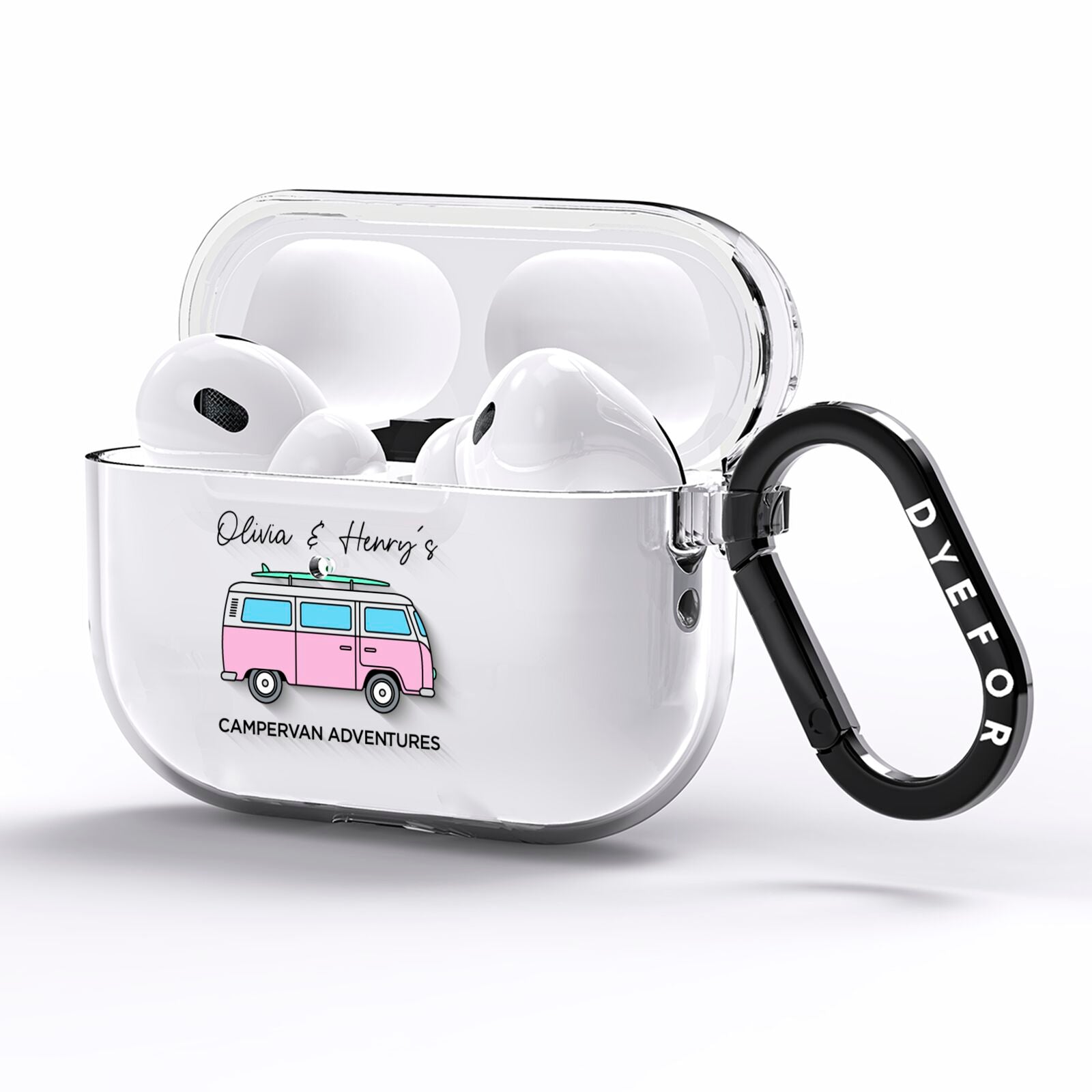 Personalised Campervan Adventures AirPods Pro Clear Case Side Image