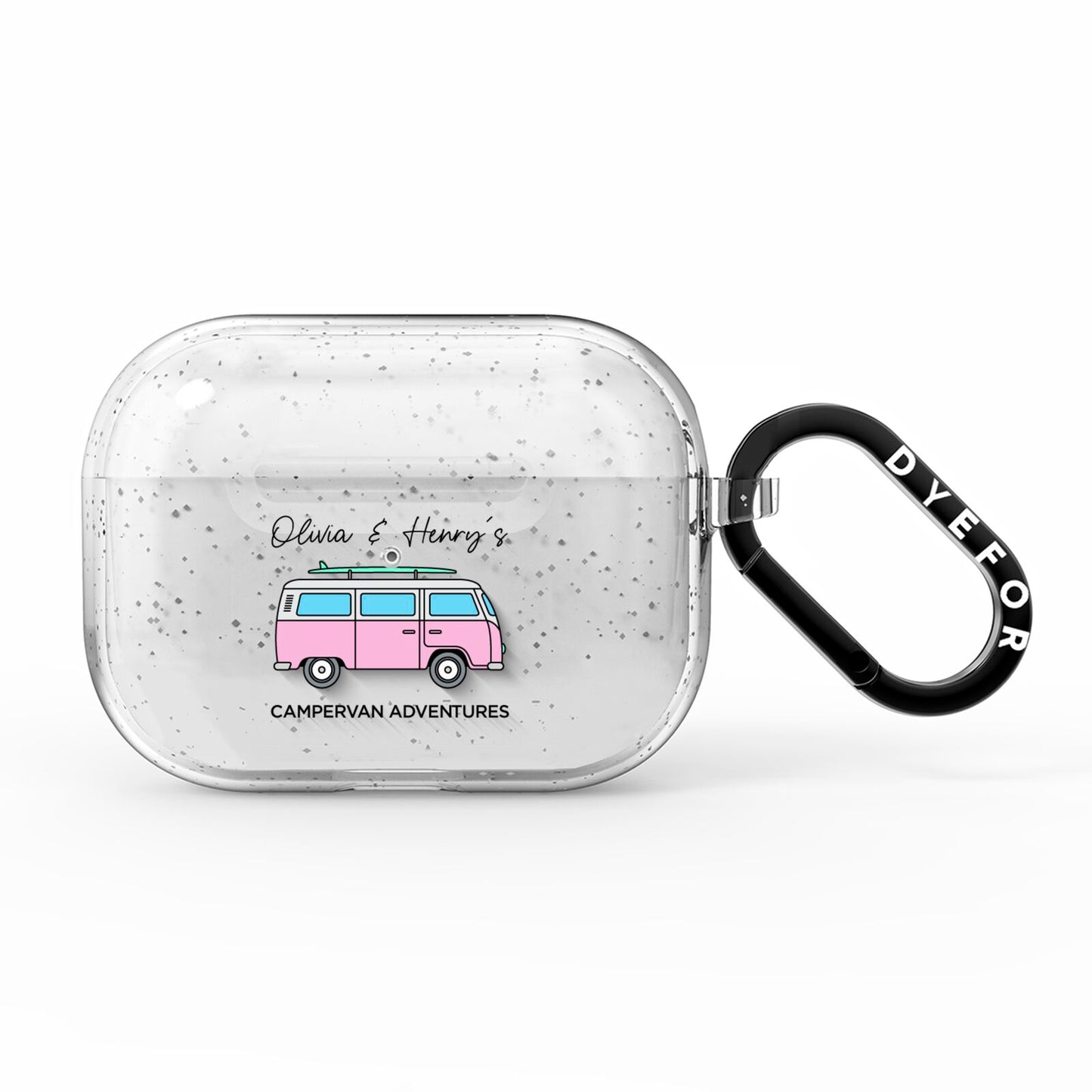 Personalised Campervan Adventures AirPods Pro Glitter Case