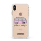Personalised Campervan Adventures Apple iPhone Xs Max Impact Case White Edge on Gold Phone
