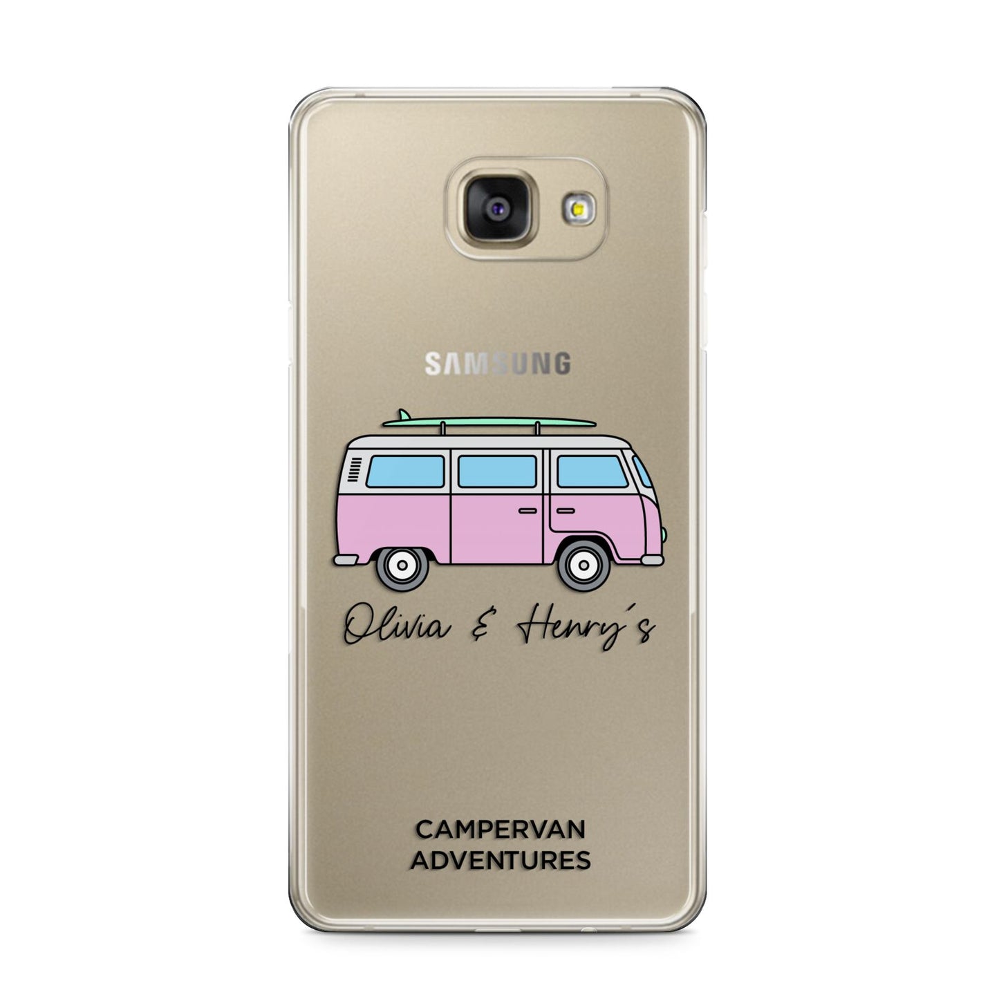 Personalised Campervan Adventures Samsung Galaxy A9 2016 Case on gold phone