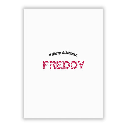 Personalised Candy Cane Name A5 Flat Greetings Card