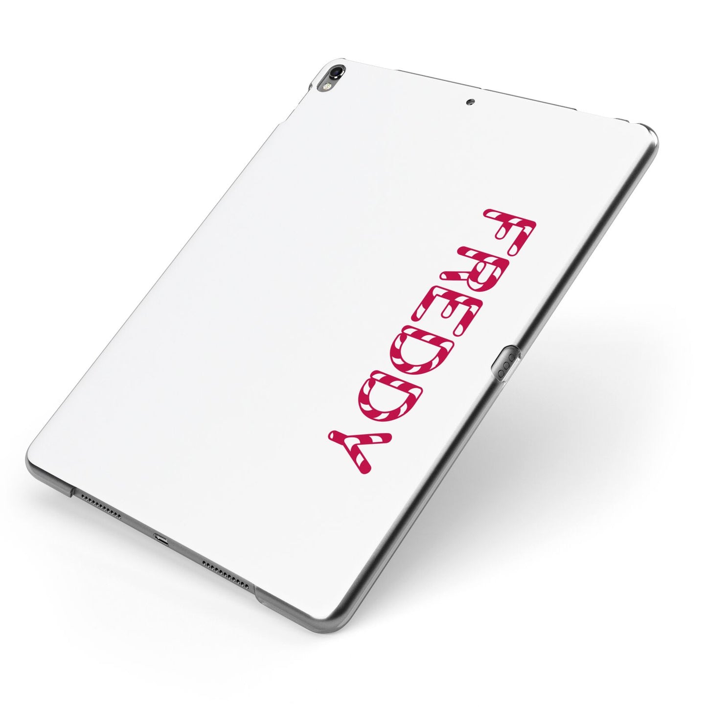 Personalised Candy Cane Name Apple iPad Case on Grey iPad Side View