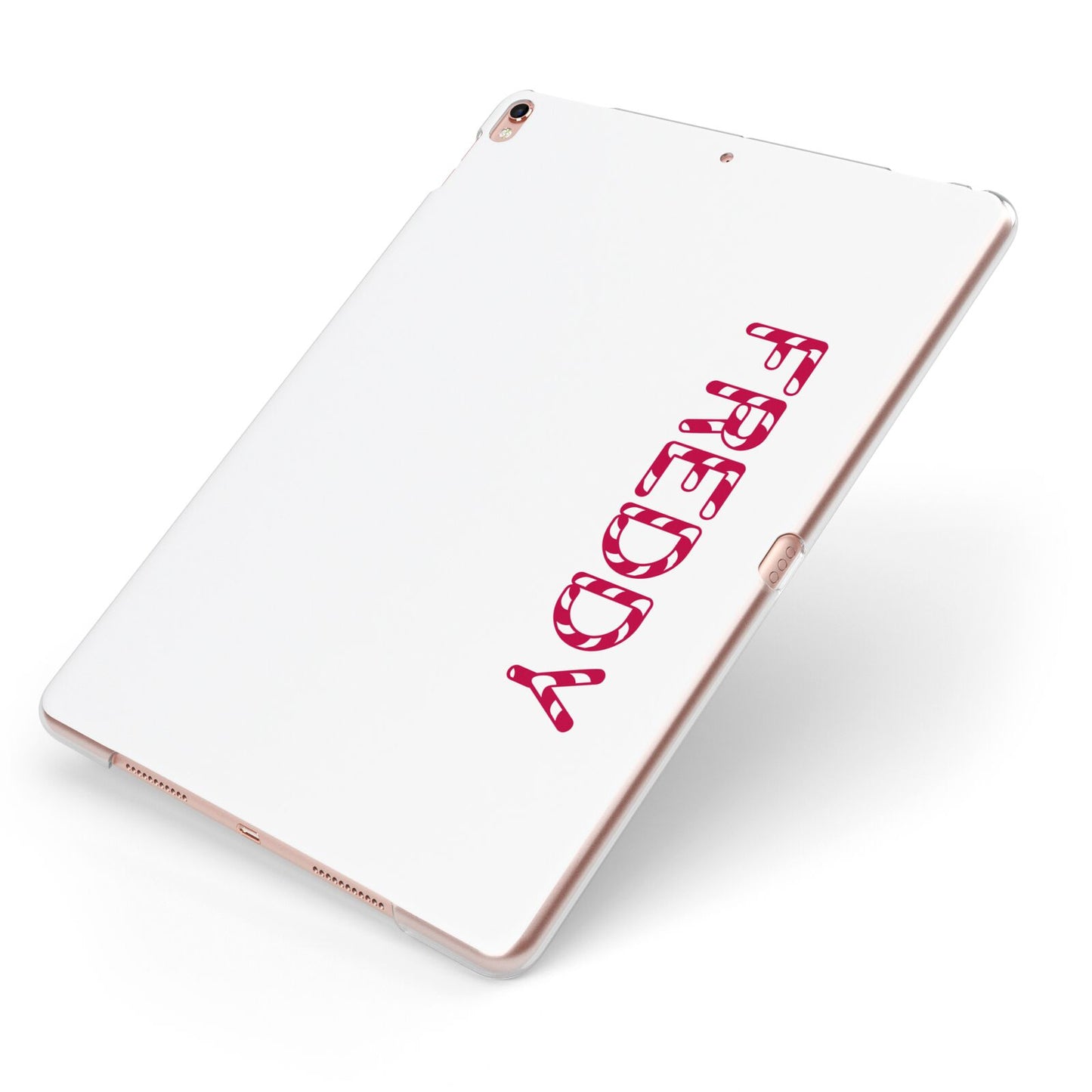 Personalised Candy Cane Name Apple iPad Case on Rose Gold iPad Side View