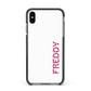 Personalised Candy Cane Name Apple iPhone Xs Max Impact Case Black Edge on Black Phone