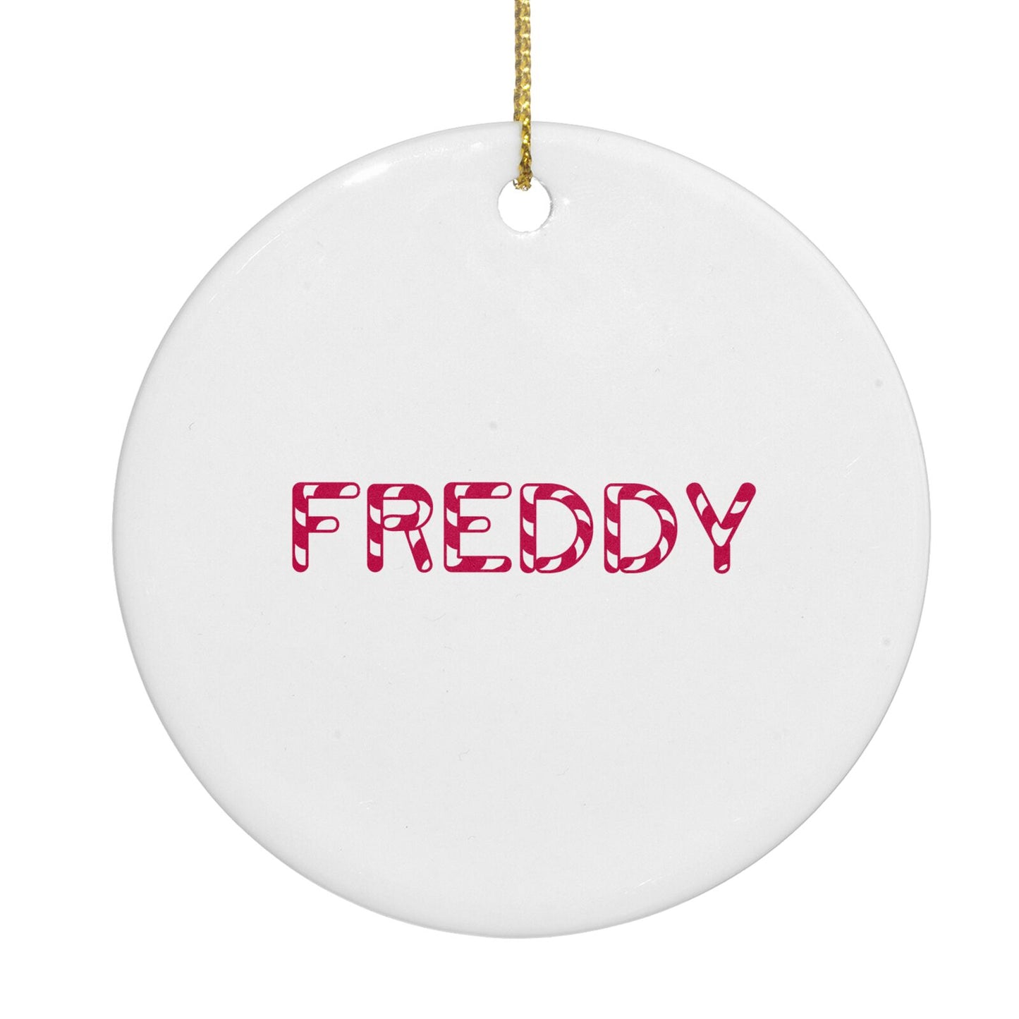 Personalised Candy Cane Name Circle Decoration Back Image