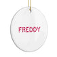 Personalised Candy Cane Name Circle Decoration Side Angle