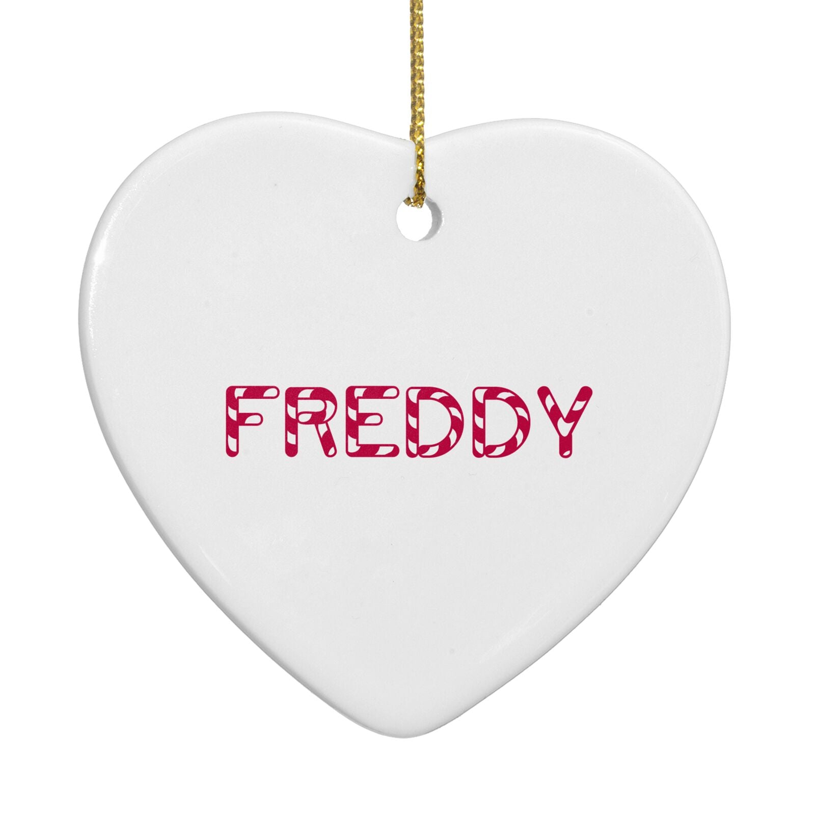 Personalised Candy Cane Name Heart Decoration Back Image