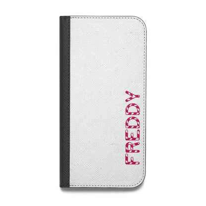 Personalised Candy Cane Name Vegan Leather Flip Samsung Case