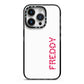 Personalised Candy Cane Name iPhone 14 Pro Black Impact Case on Silver phone