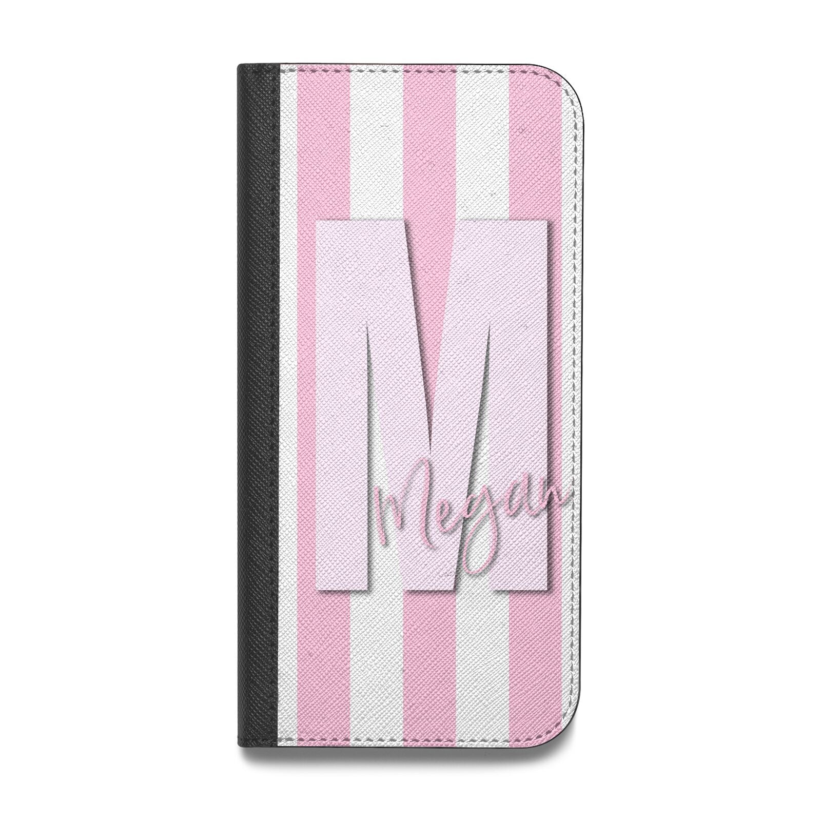 Personalised Candy Stripe Initials Vegan Leather Flip Samsung Case