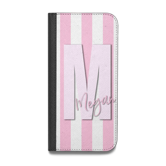 Personalised Candy Stripe Initials Vegan Leather Flip iPhone Case
