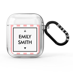 Personalised Candy Striped Name Initials AirPods Case