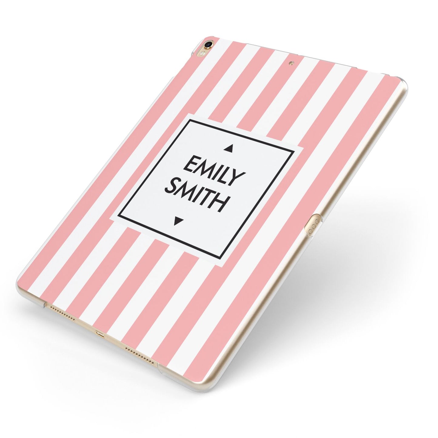 Personalised Candy Striped Name Initials Apple iPad Case on Gold iPad Side View