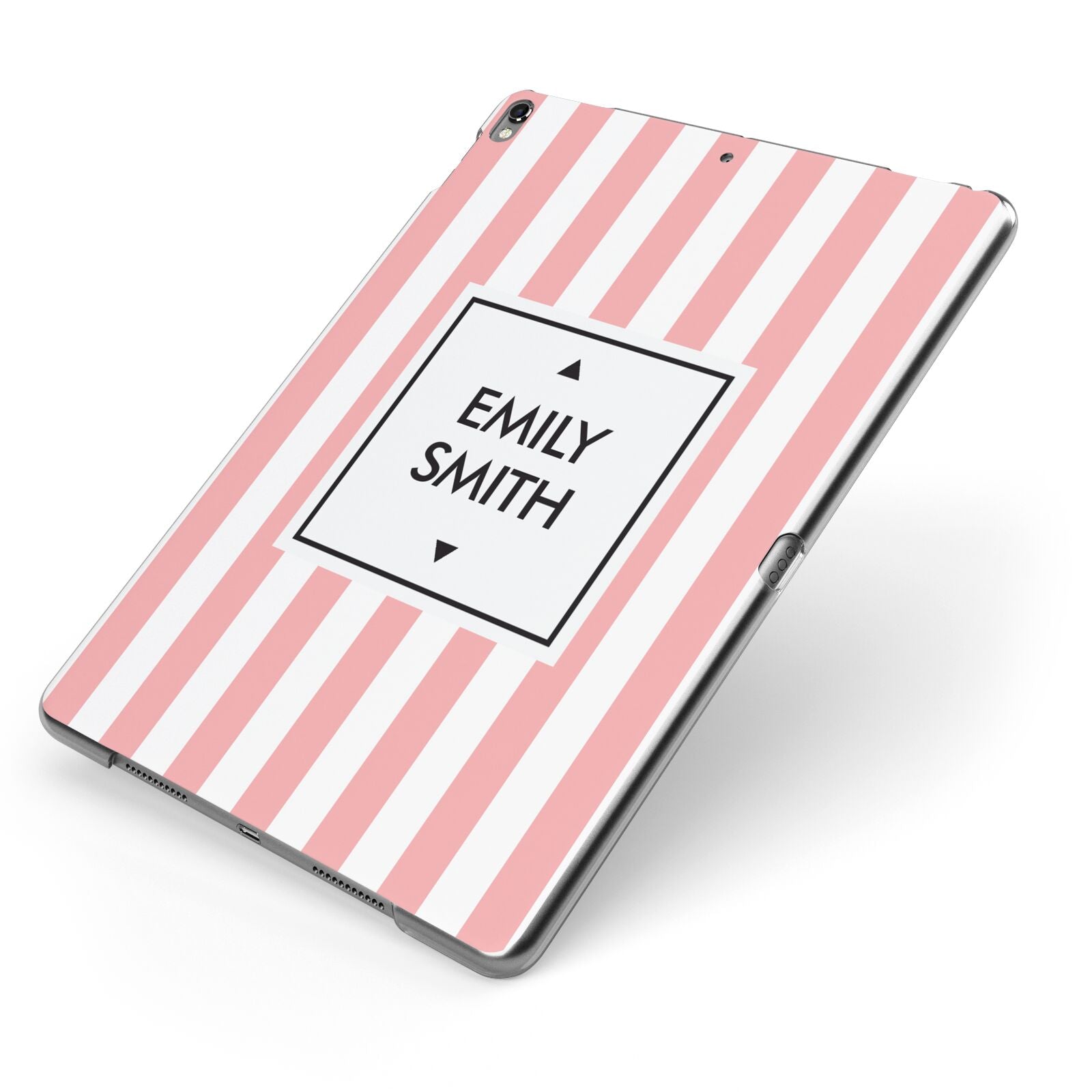 Personalised Candy Striped Name Initials Apple iPad Case on Grey iPad Side View
