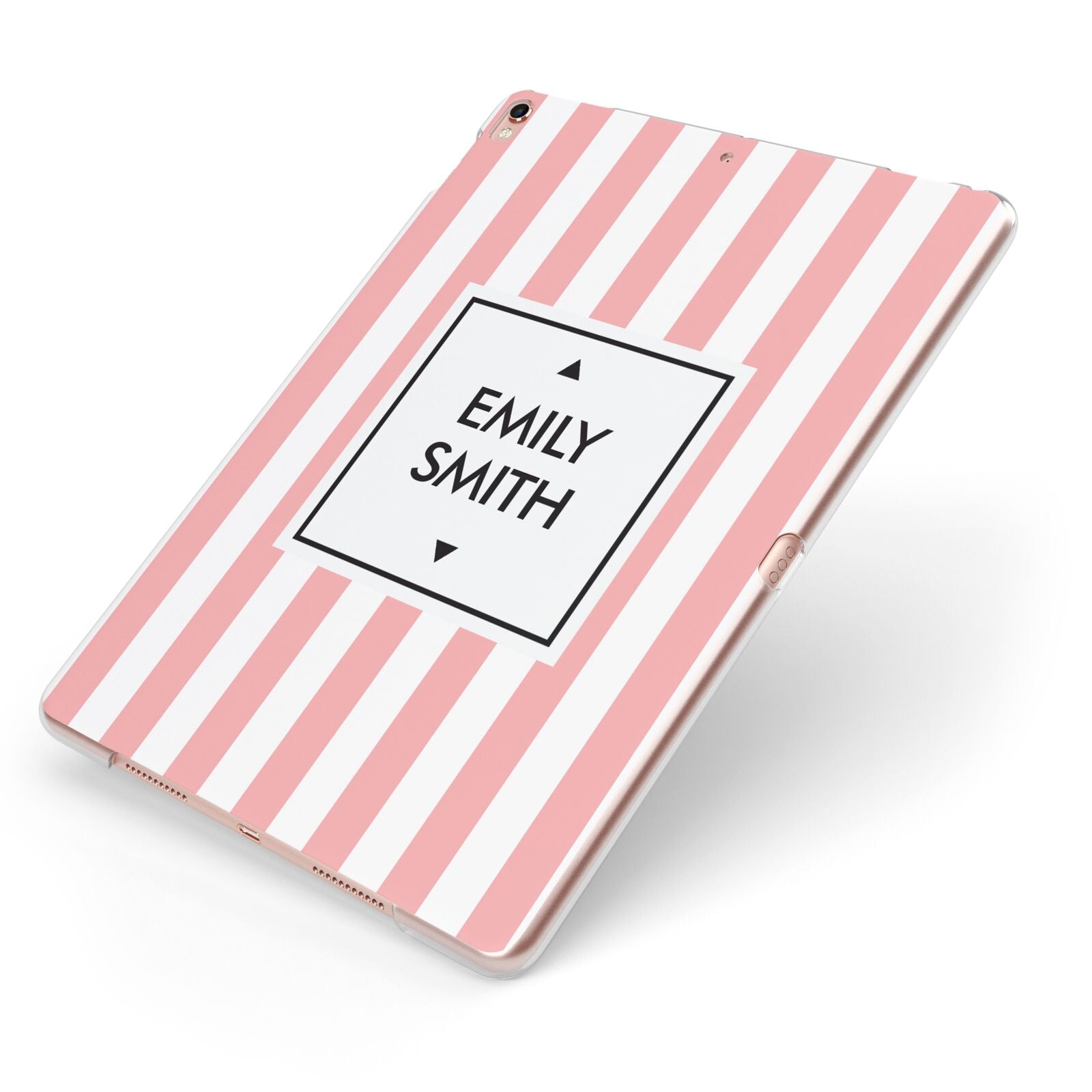Personalised Candy Striped Name Initials Apple iPad Case on Rose Gold iPad Side View