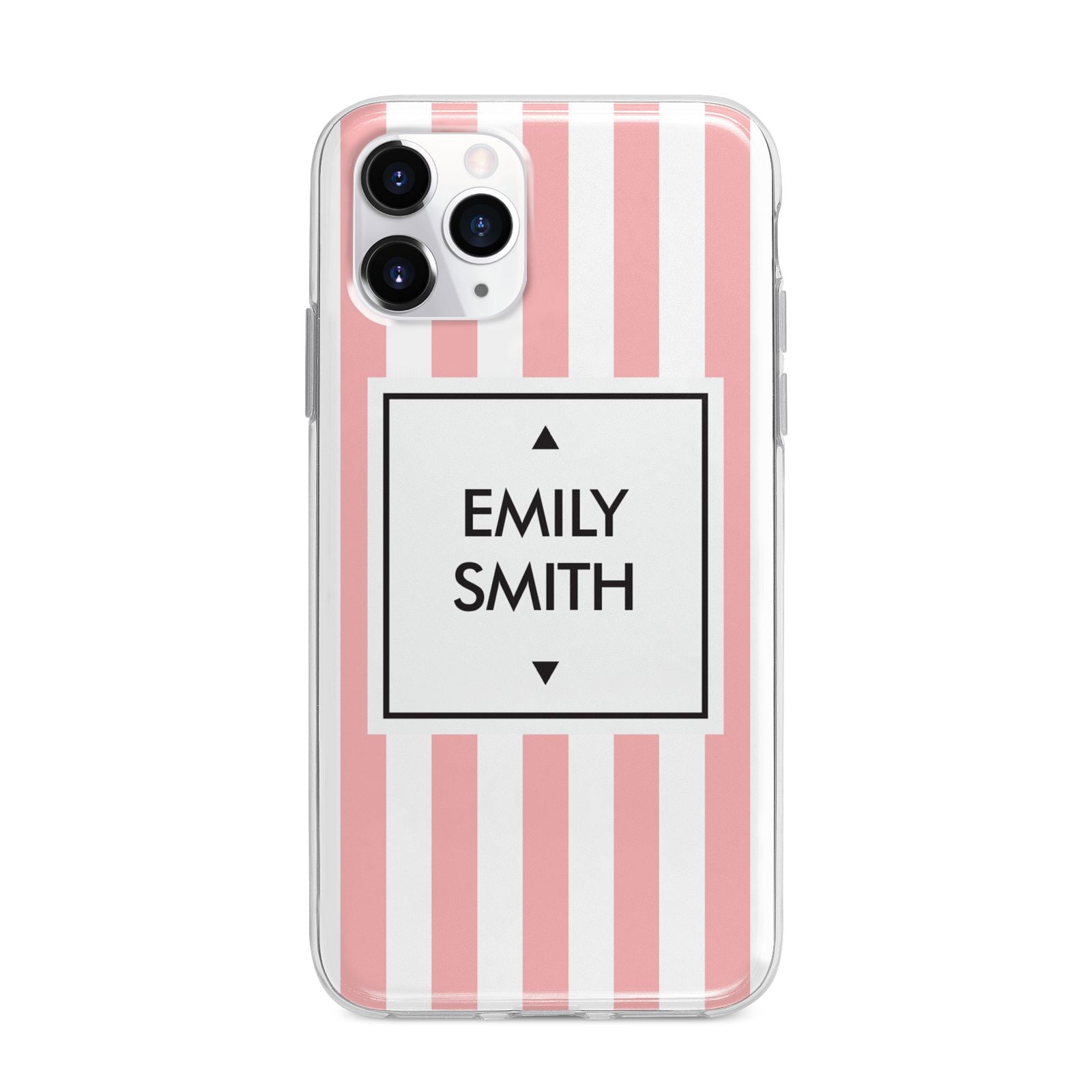 Personalised Candy Striped Name Initials Apple iPhone 11 Pro Max in Silver with Bumper Case