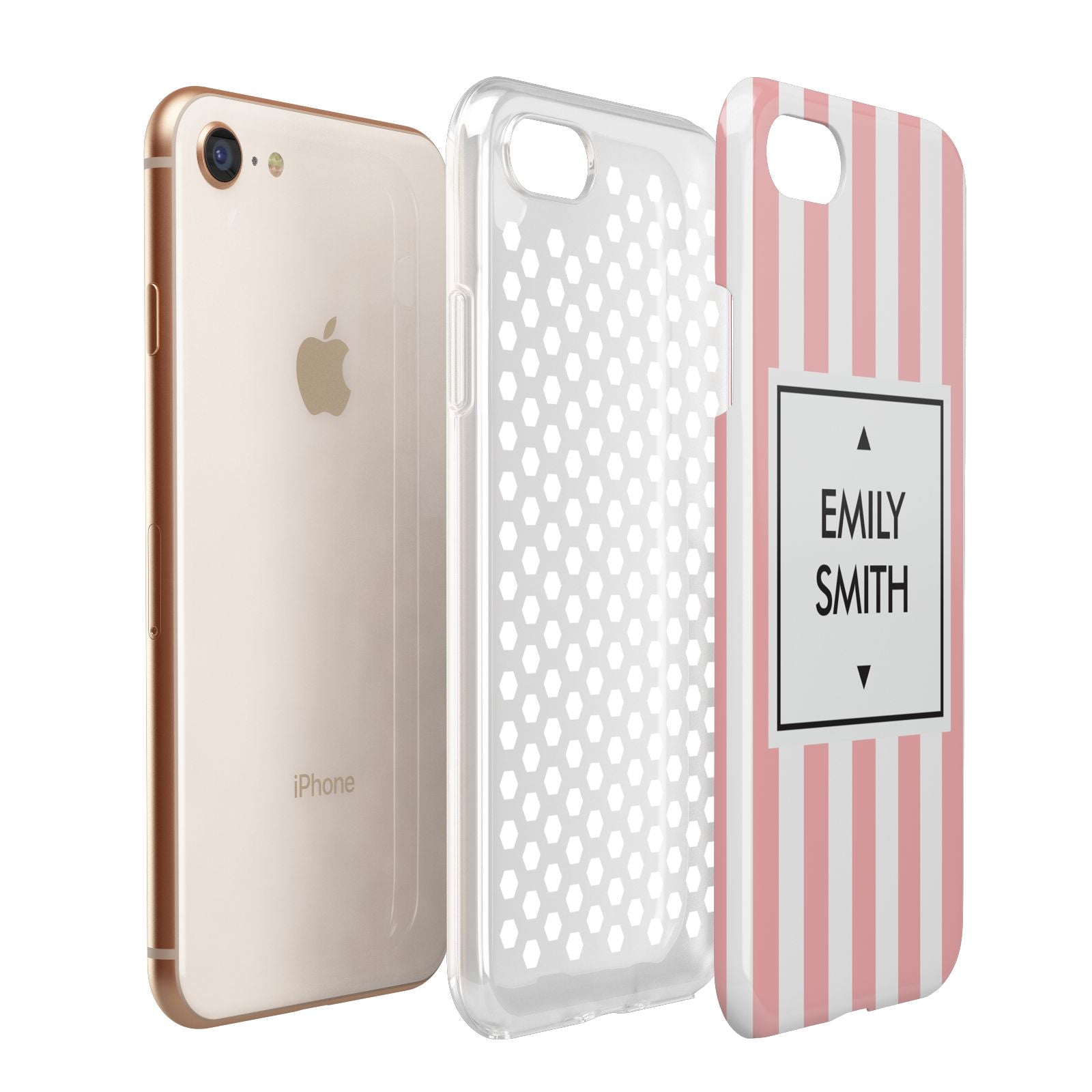 Personalised Candy Striped Name Initials Apple iPhone 7 8 3D Tough Case Expanded View