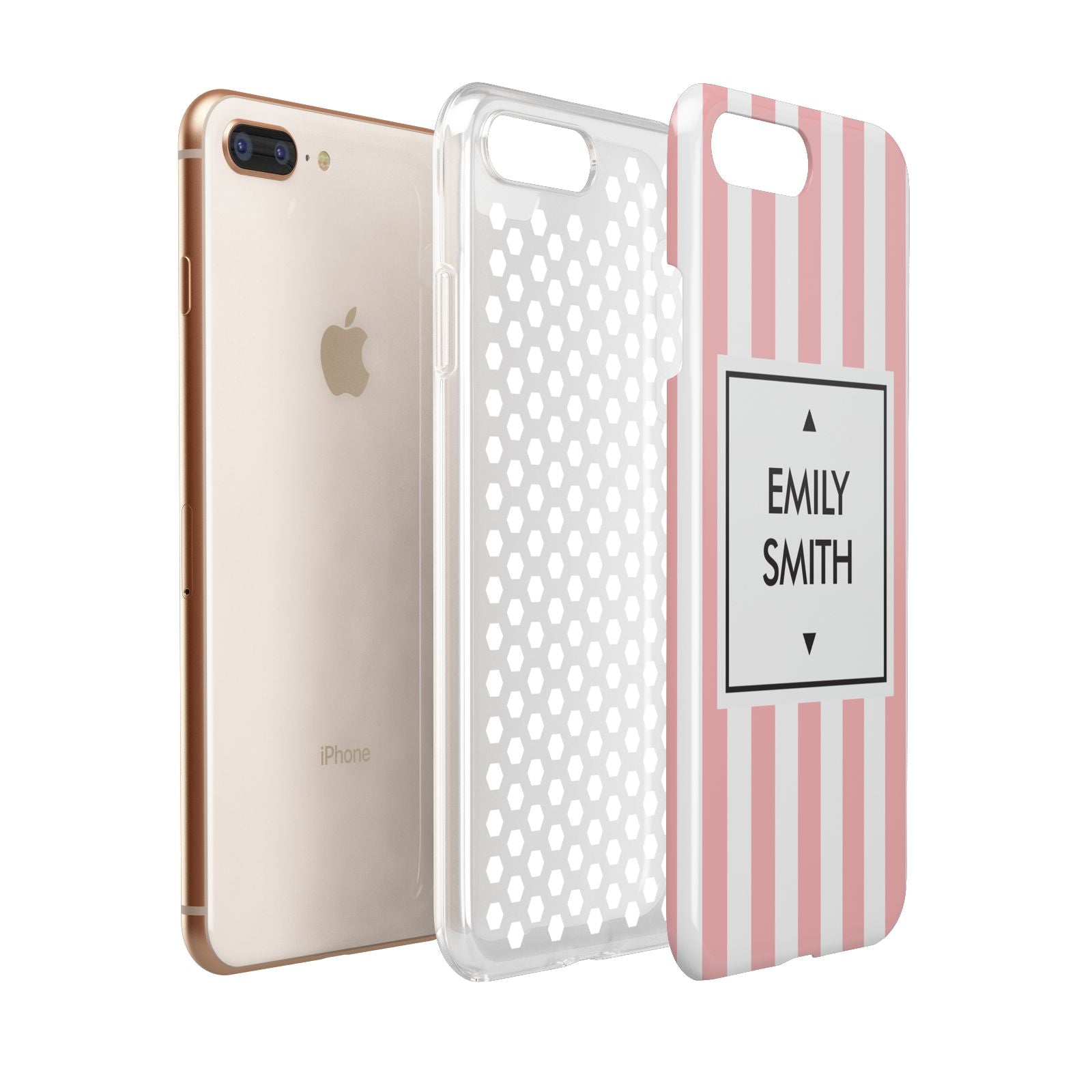 Personalised Candy Striped Name Initials Apple iPhone 7 8 Plus 3D Tough Case Expanded View