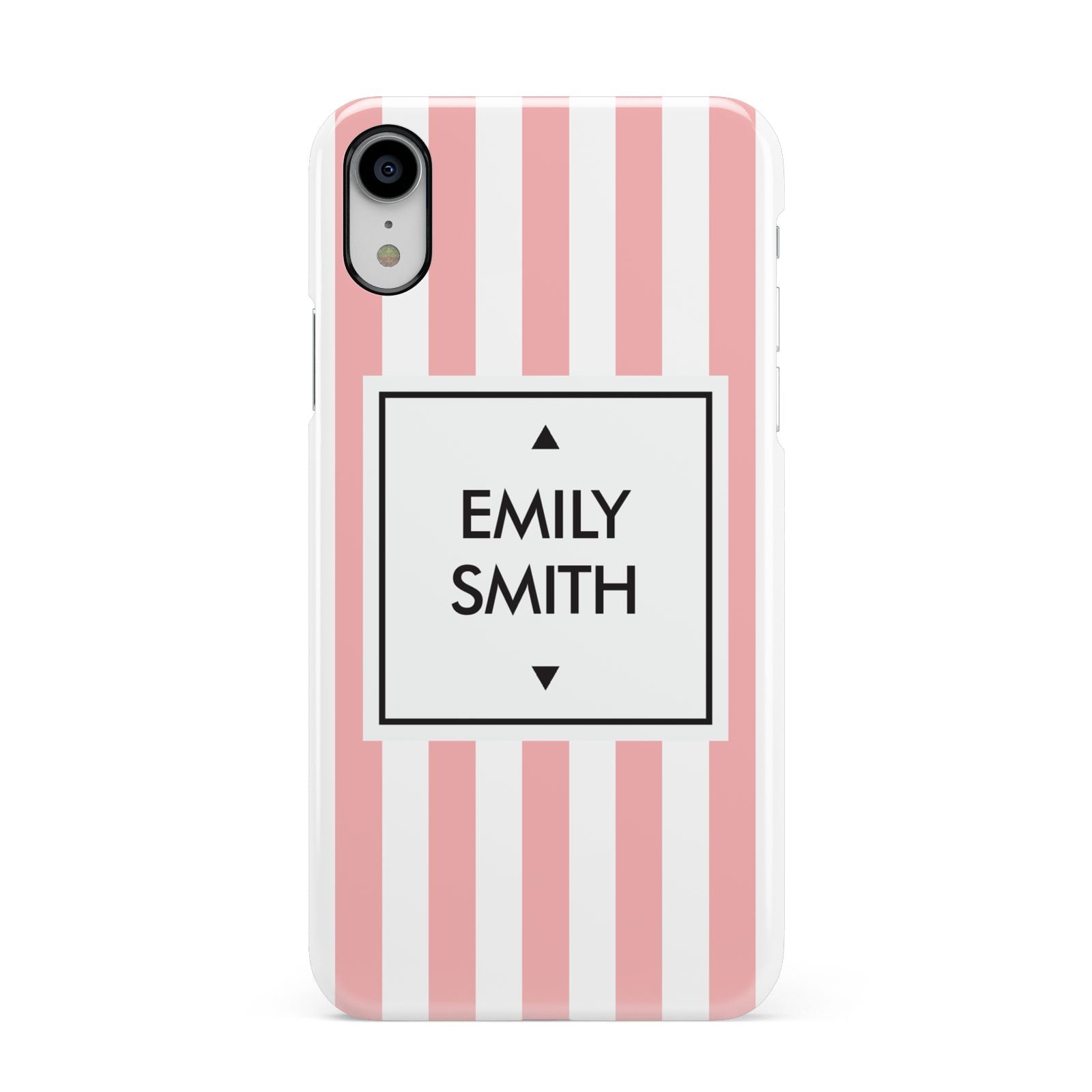 Personalised Candy Striped Name Initials Apple iPhone XR White 3D Snap Case