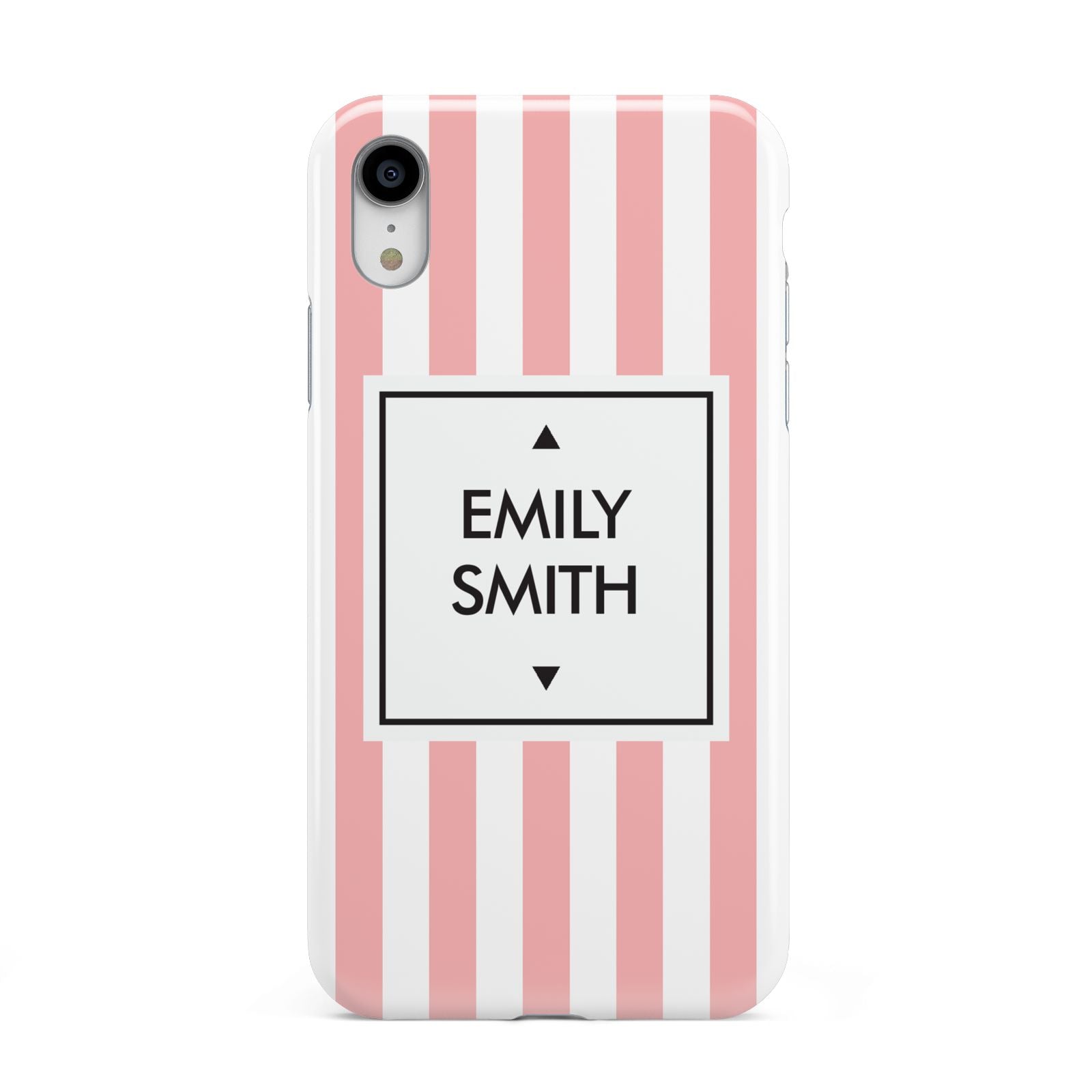 Personalised Candy Striped Name Initials Apple iPhone XR White 3D Tough Case