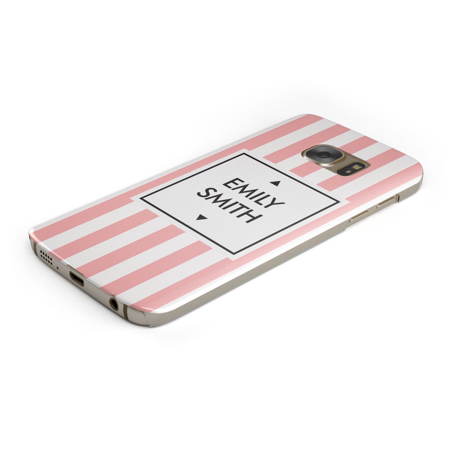Personalised Candy Striped Name Initials Protective Samsung Galaxy Case Angled Image