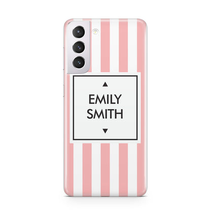 Personalised Candy Striped Name Initials Samsung S21 Case