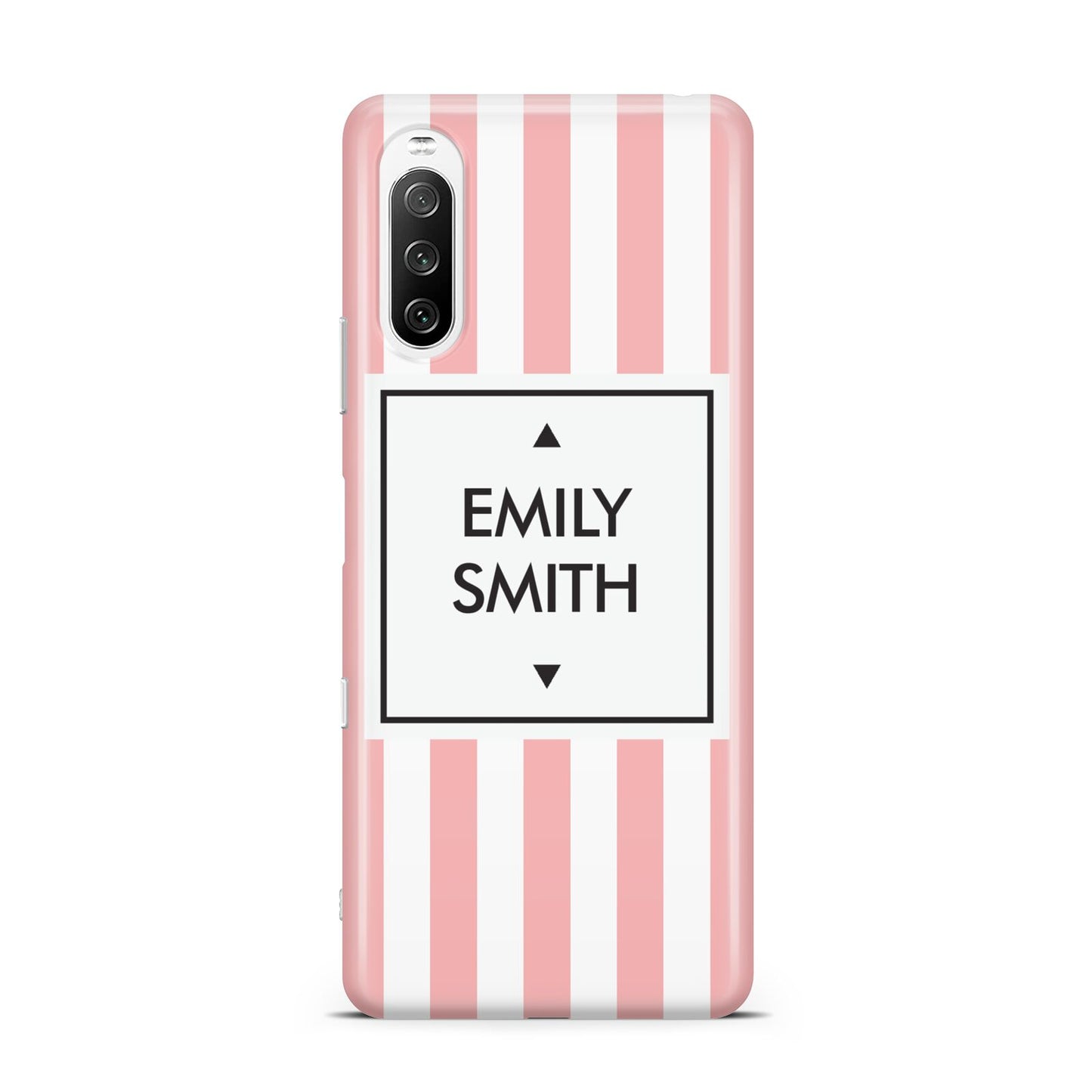 Personalised Candy Striped Name Initials Sony Xperia 10 III Case