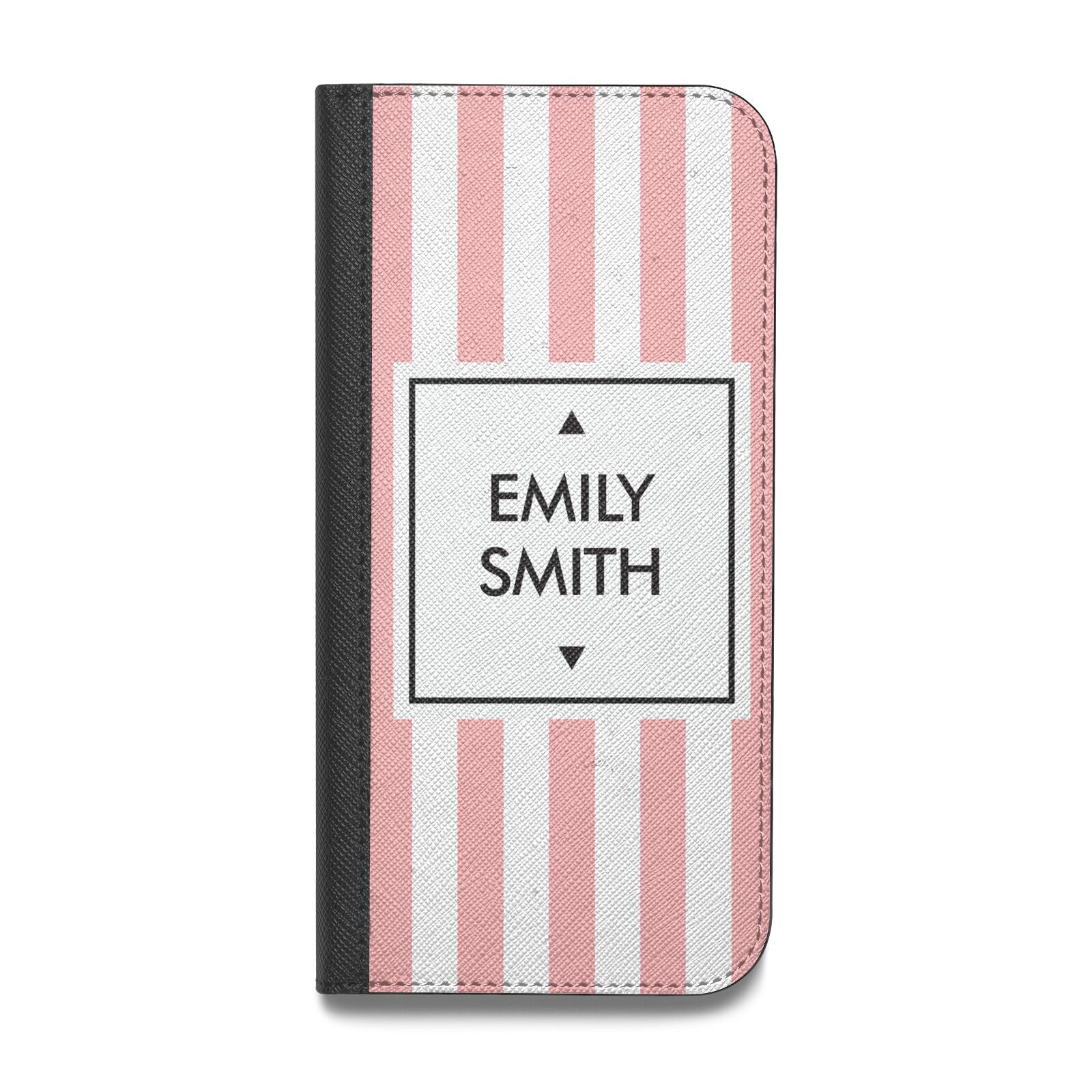 Personalised Candy Striped Name Initials Vegan Leather Flip Samsung Case