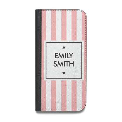 Personalised Candy Striped Name Initials Vegan Leather Flip Samsung Case