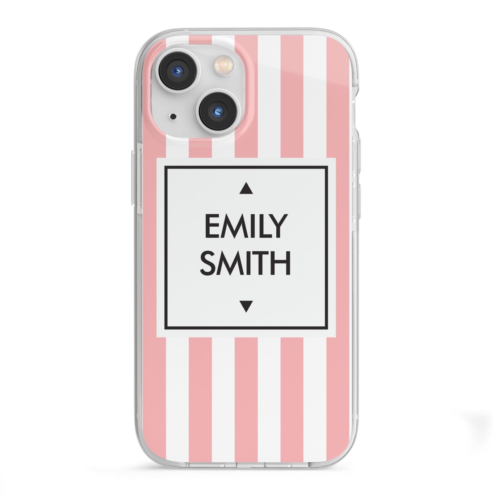 Personalised Candy Striped Name Initials iPhone 13 Mini TPU Impact Case with White Edges