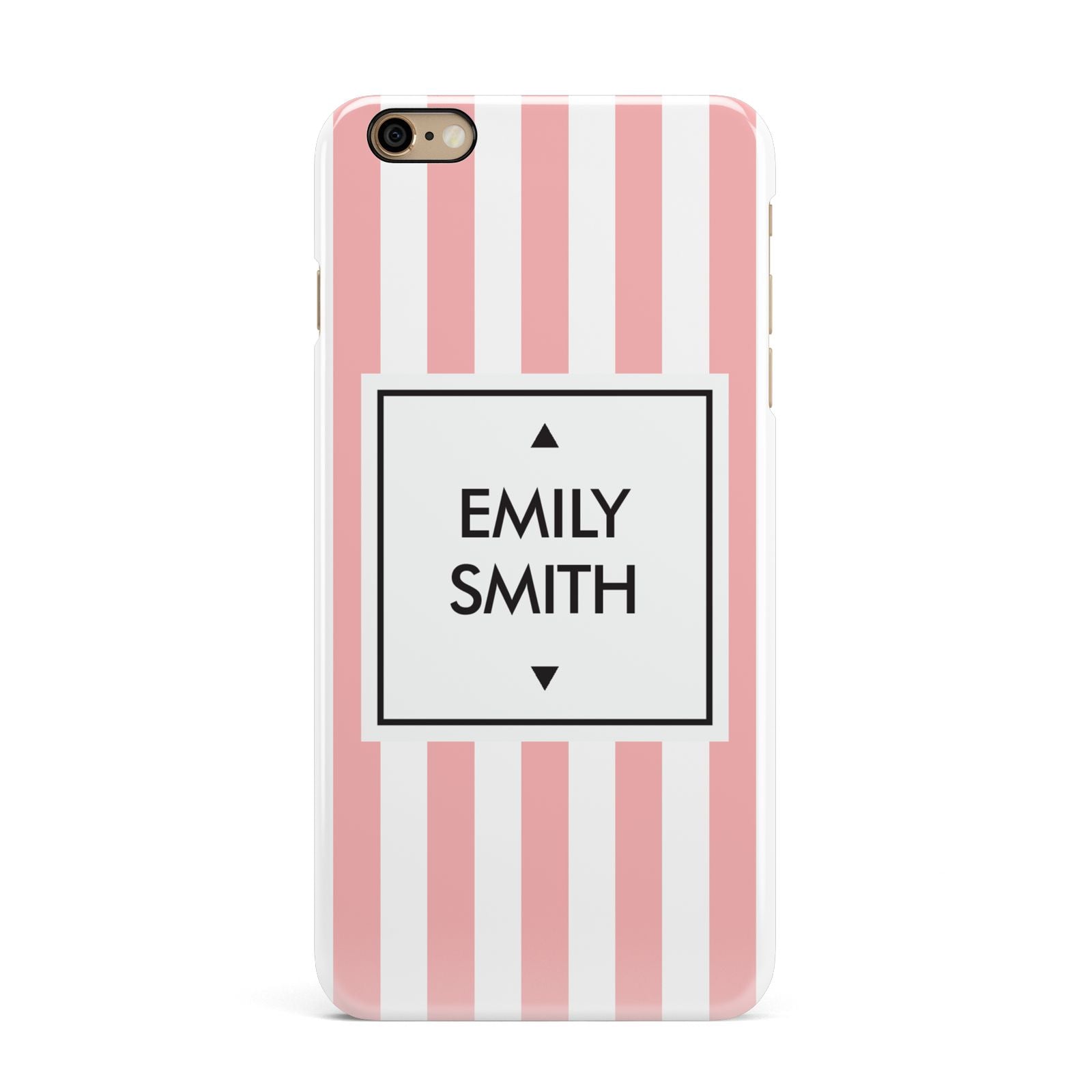Personalised Candy Striped Name Initials iPhone 6 Plus 3D Snap Case on Gold Phone