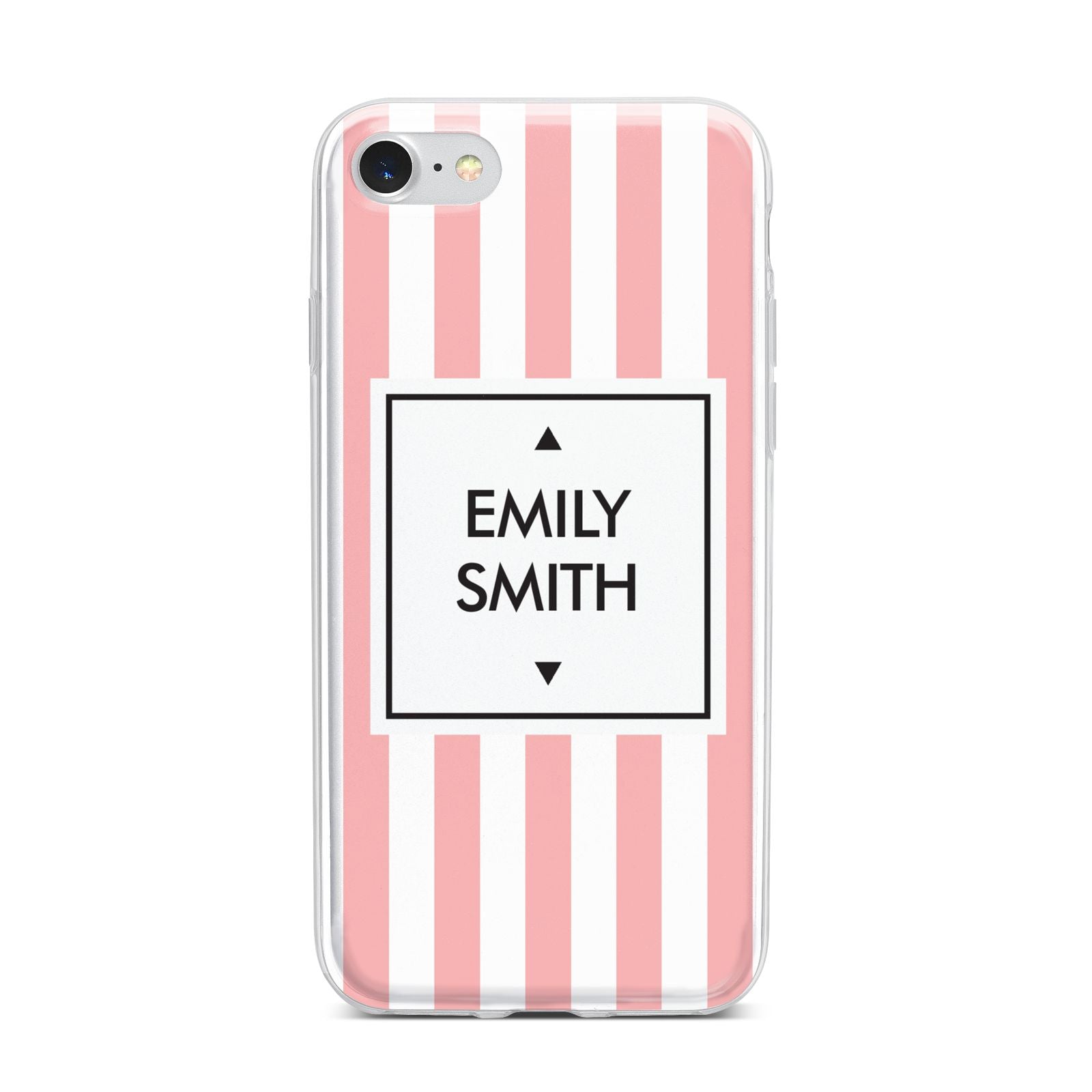Personalised Candy Striped Name Initials iPhone 7 Bumper Case on Silver iPhone