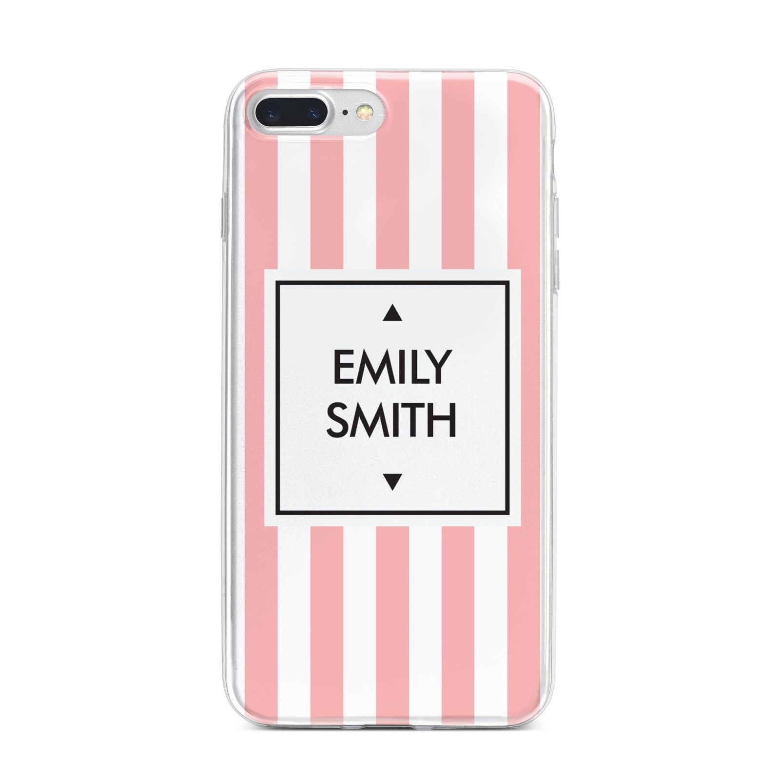 Personalised Candy Striped Name Initials iPhone 7 Plus Bumper Case on Silver iPhone