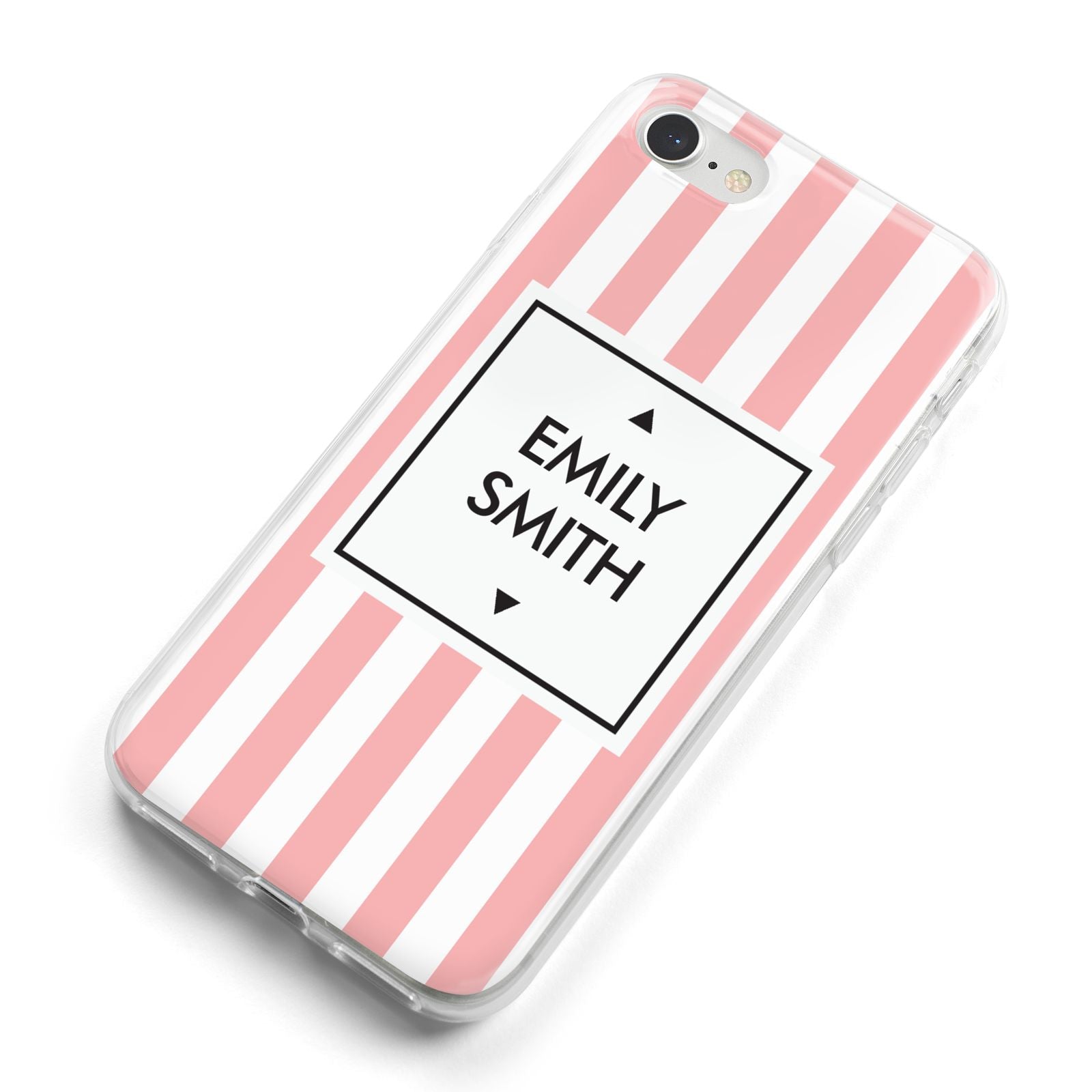 Personalised Candy Striped Name Initials iPhone 8 Bumper Case on Silver iPhone Alternative Image