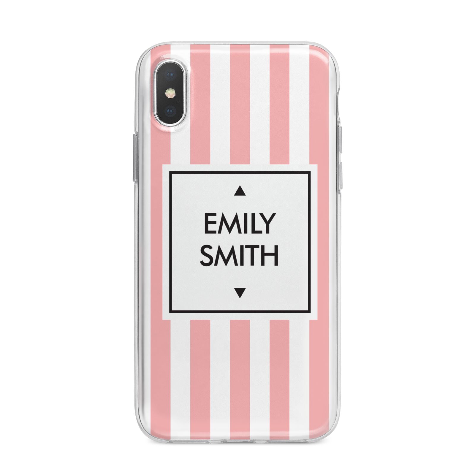 Personalised Candy Striped Name Initials iPhone X Bumper Case on Silver iPhone Alternative Image 1