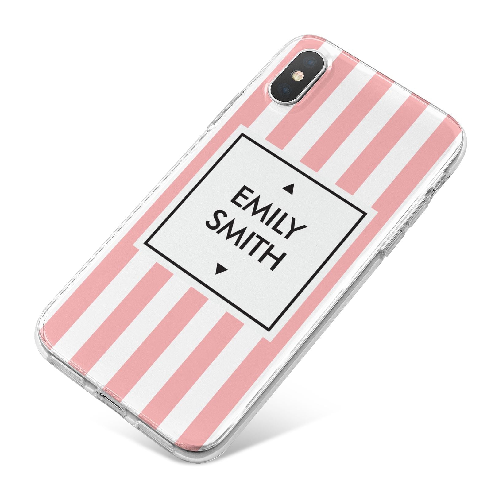 Personalised Candy Striped Name Initials iPhone X Bumper Case on Silver iPhone