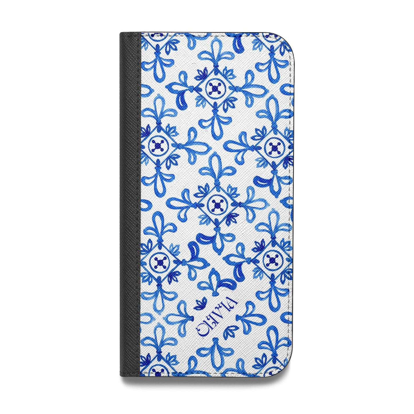 Personalised Capri Tiles Vegan Leather Flip iPhone Case