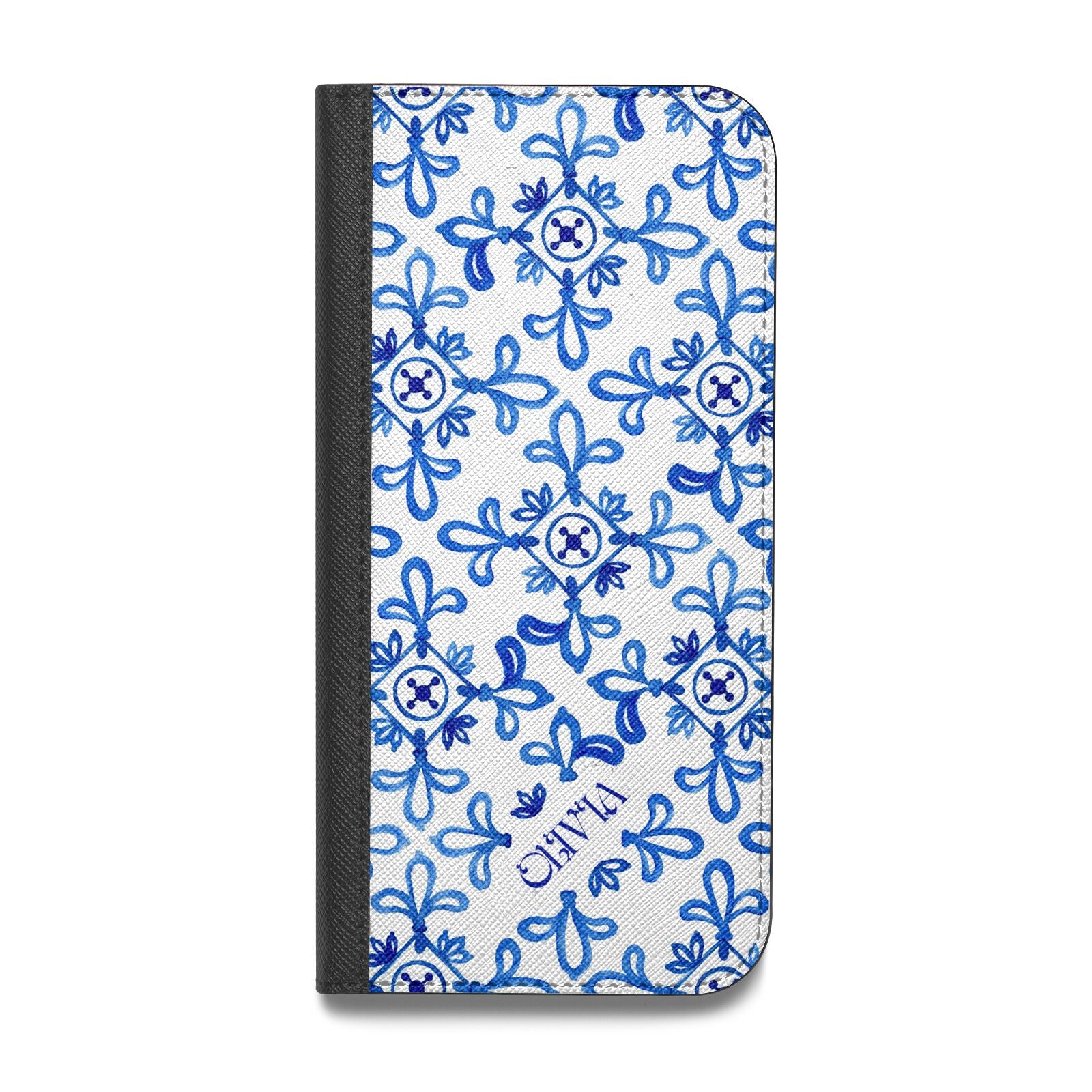 Personalised Capri Tiles Vegan Leather Flip iPhone Case