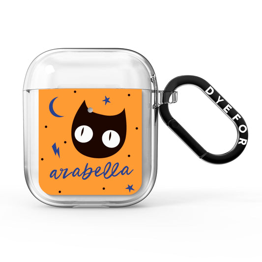 Personalised Cat Halloween AirPods Clear Case