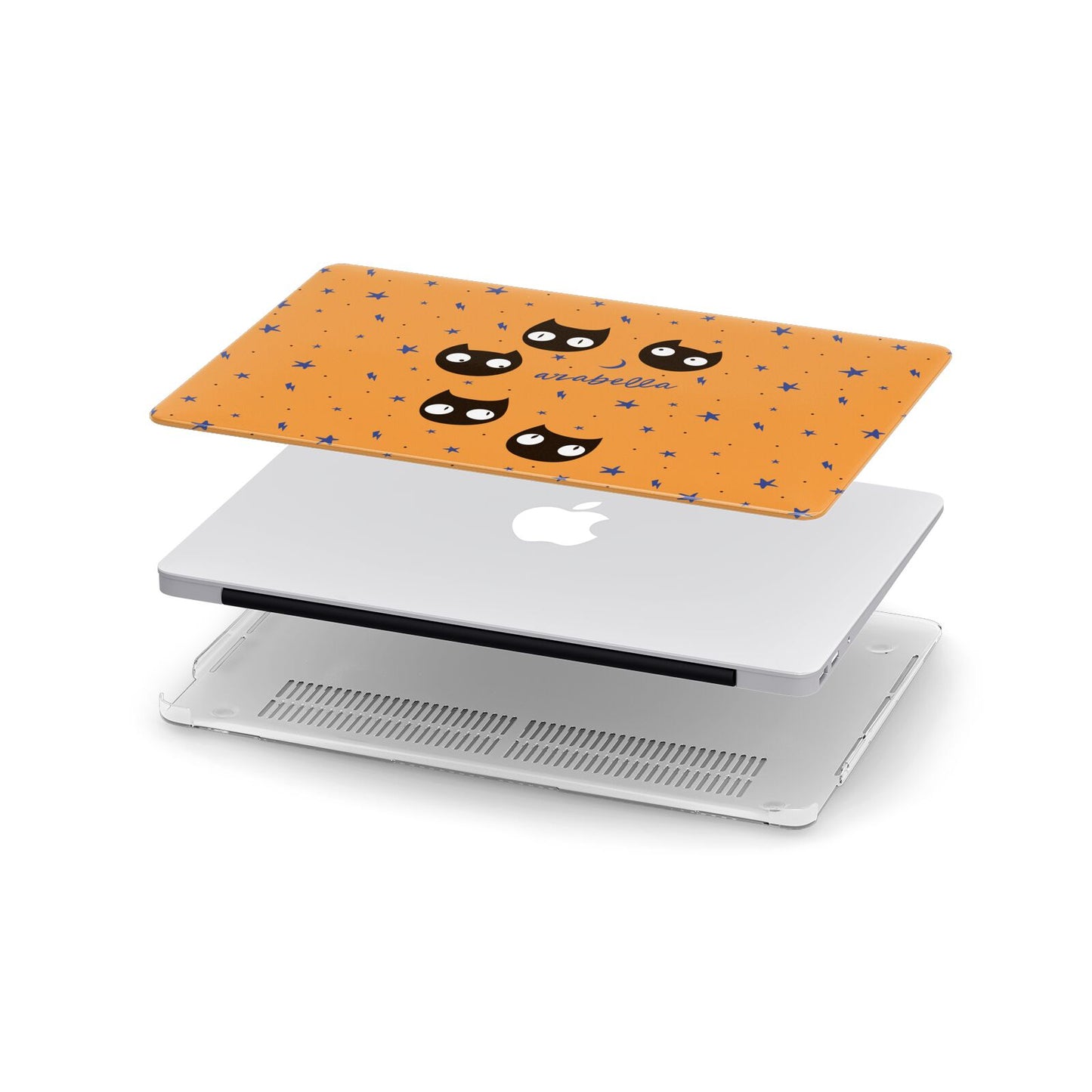 Personalised Cat Halloween Apple MacBook Case in Detail