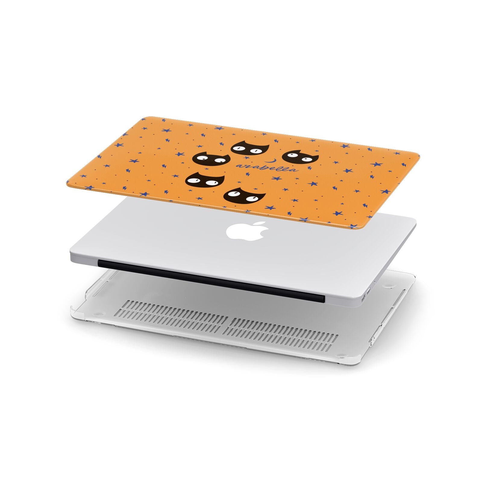 Personalised Cat Halloween Apple MacBook Case in Detail