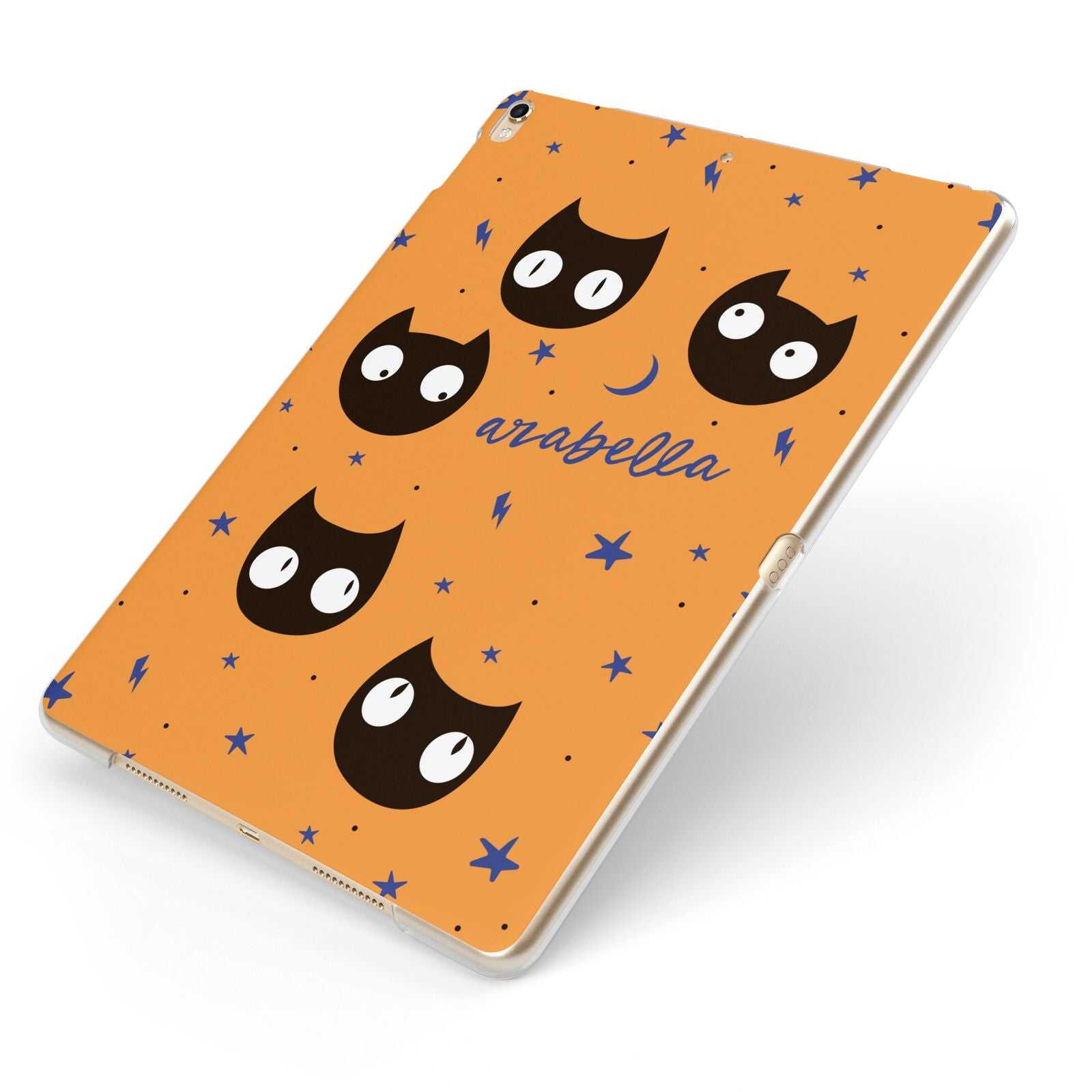Personalised Cat Halloween Apple iPad Case on Gold iPad Side View