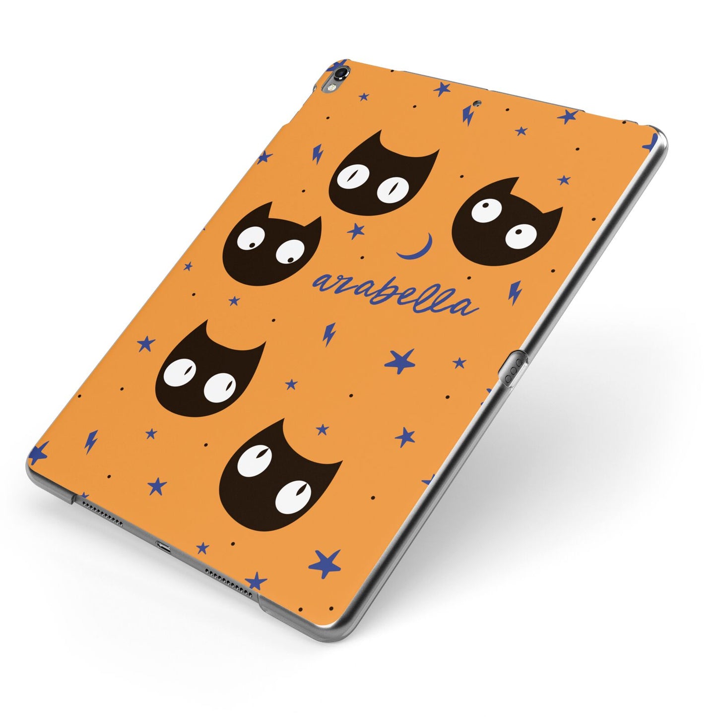 Personalised Cat Halloween Apple iPad Case on Grey iPad Side View