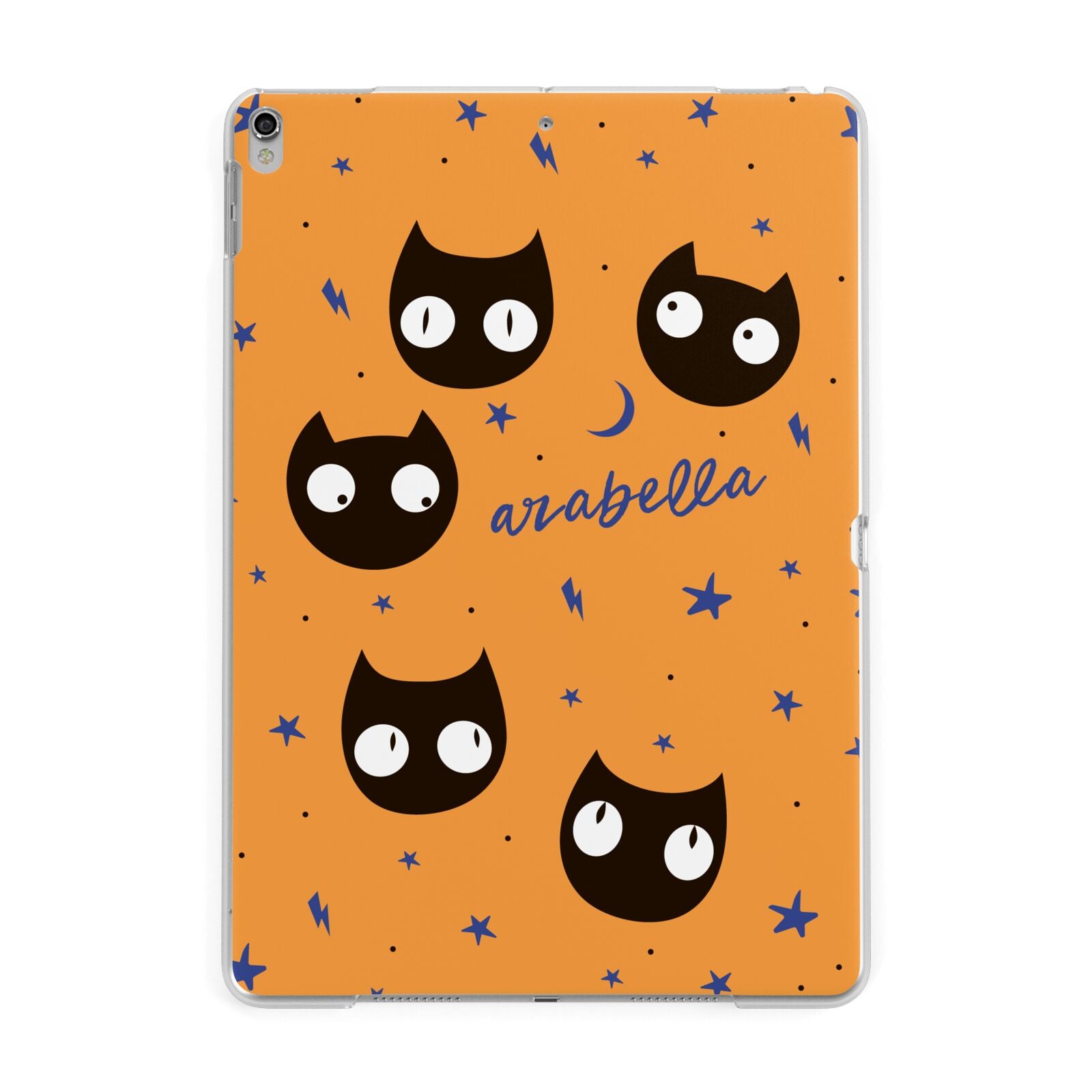 Personalised Cat Halloween Apple iPad Silver Case