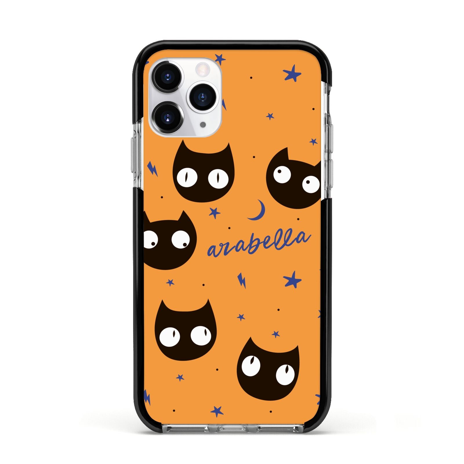 Personalised Cat Halloween Apple iPhone 11 Pro in Silver with Black Impact Case