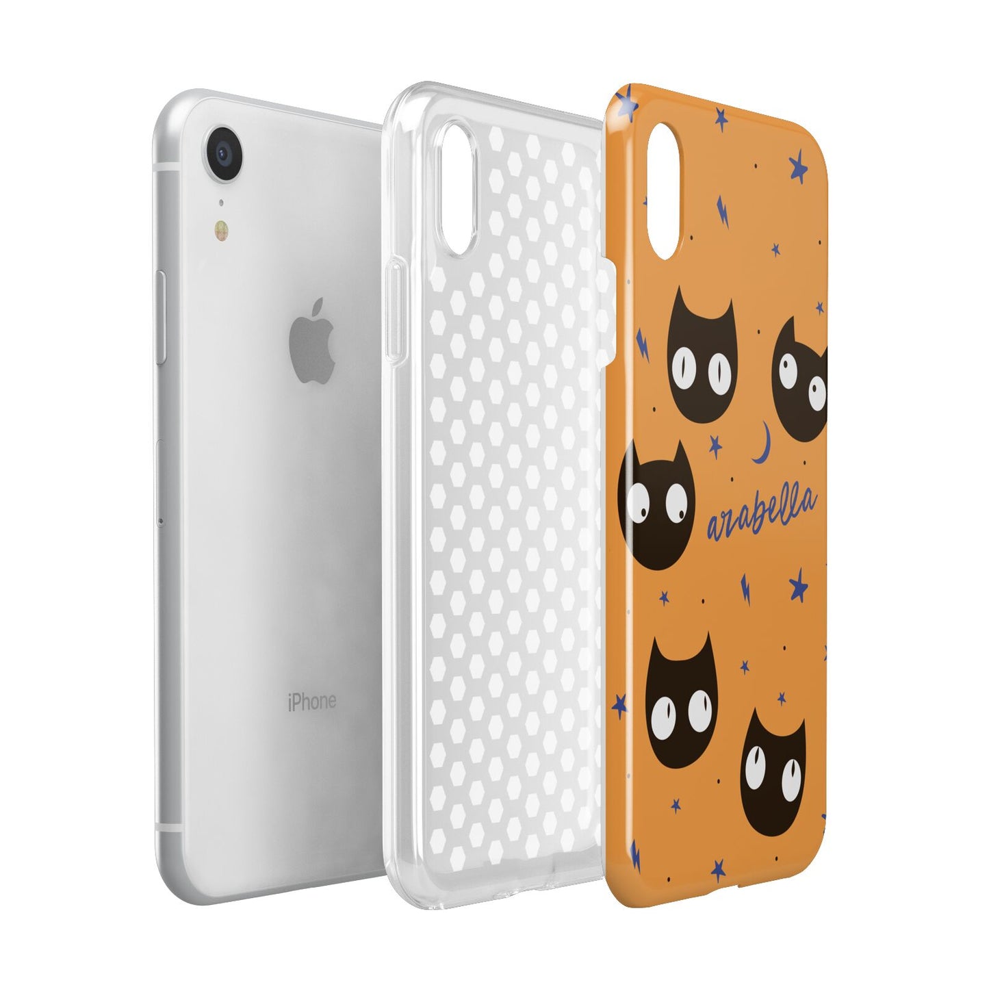 Personalised Cat Halloween Apple iPhone XR White 3D Tough Case Expanded view