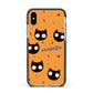 Personalised Cat Halloween Apple iPhone Xs Impact Case Black Edge on Silver Phone