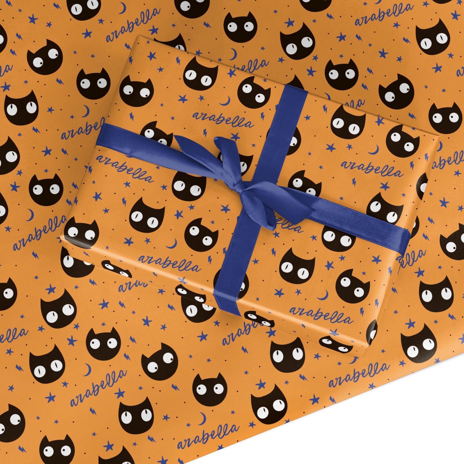 Personalised Cat Halloween Custom Wrapping Paper