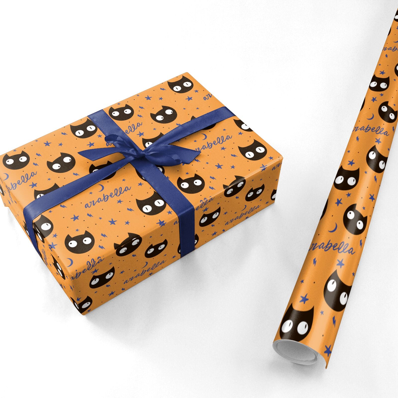 Personalised Cat Halloween Personalised Wrapping Paper