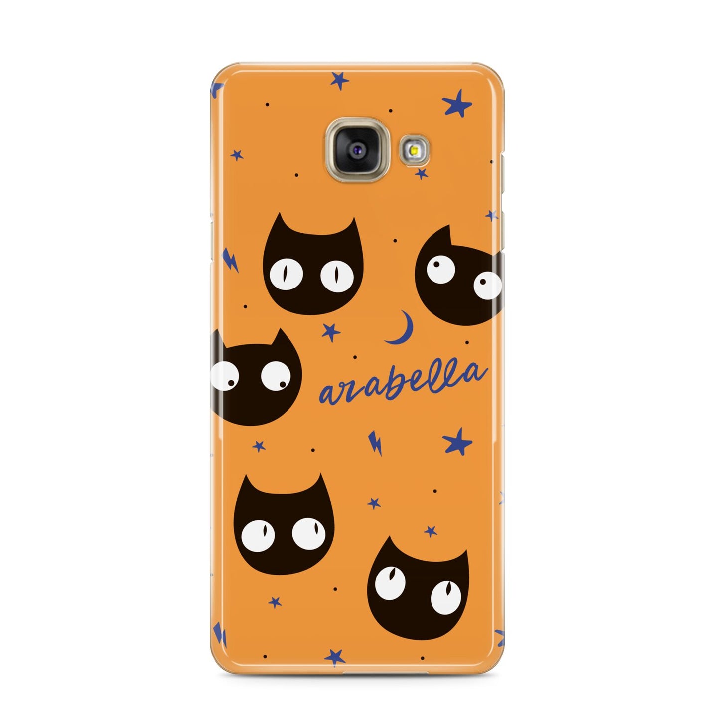 Personalised Cat Halloween Samsung Galaxy A3 2016 Case on gold phone